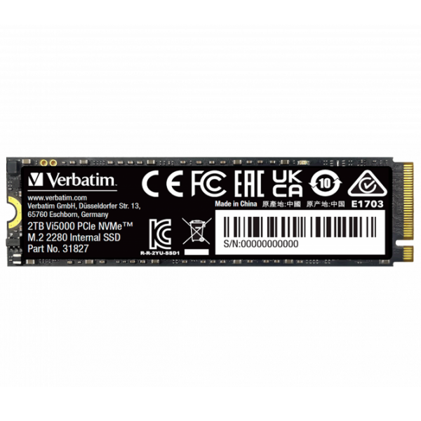 SSD Verbatim Vi5000 M.2 NVMe 2 TB Viteza de citire: 5000 MB/s,
Viteza de inscriere: 4300 MB/s photo 1