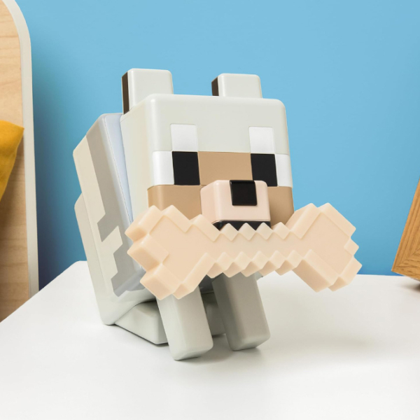 Lampă LED Paladone Minecraft Wolf GloBuddies White Baterie photo 3