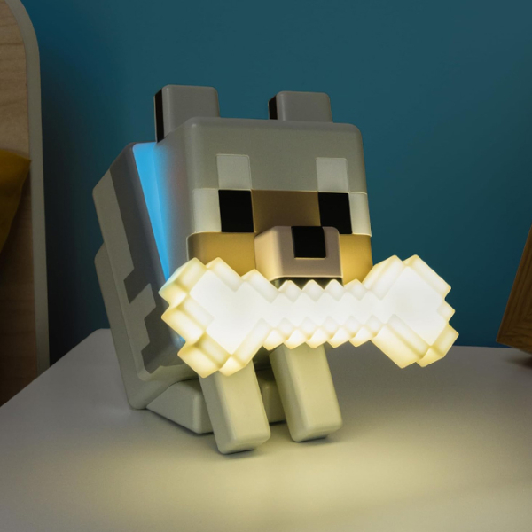 Lampă LED Paladone Minecraft Wolf GloBuddies White Baterie photo 4