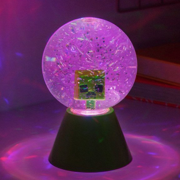 Lampă de masă Paladone Minecraft LED Glitter Ball White Baterie photo 3