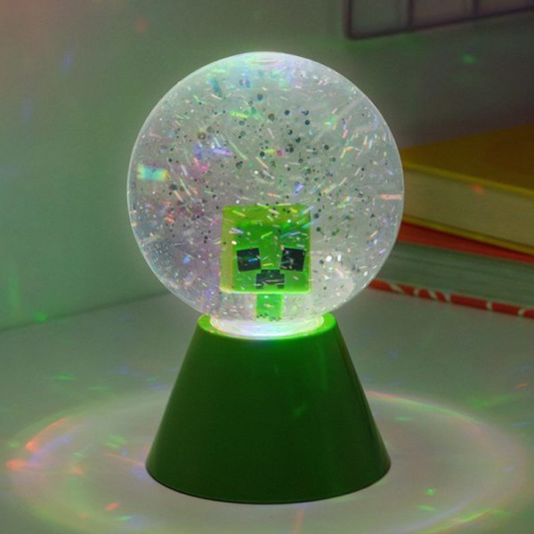 Lampă de masă Paladone Minecraft LED Glitter Ball White Baterie photo 4