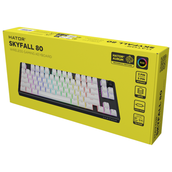 Tastatură Hator Skyfall 80 Black Gaming, Fără fir photo 6
