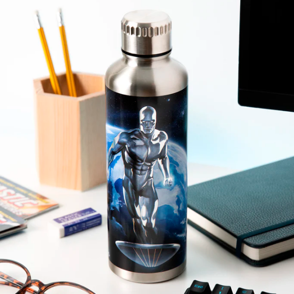 Sticlă pentru apă Paladone Fantastic Four Silver Surfer Metal Water Bottle Silver 0.5l photo 2