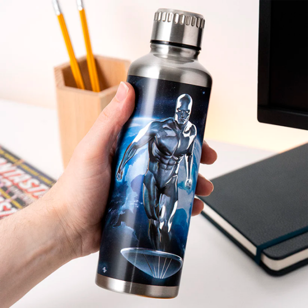 Sticlă pentru apă Paladone Fantastic Four Silver Surfer Metal Water Bottle Silver 0.5l photo 3