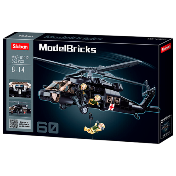 Constructor Sluban US Army medical helicopter Black Numărul de piese 692, 12+ photo 1