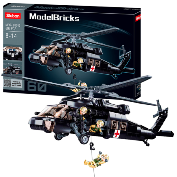 Constructor Sluban US Army medical helicopter Black Numărul de piese 692, 12+ photo 2
