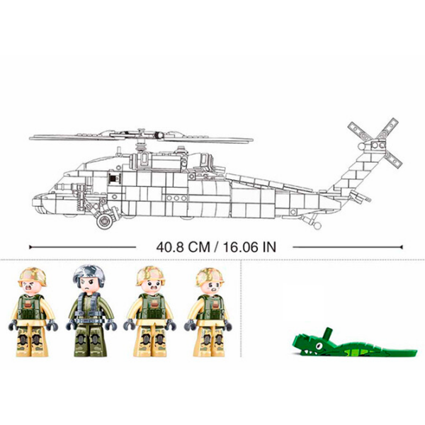 Constructor Sluban US Army medical helicopter Black Numărul de piese 692, 12+ photo 4