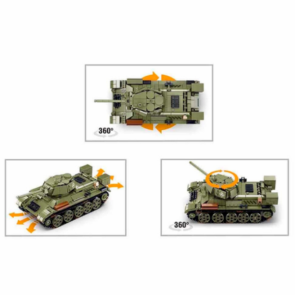 Constructor cu telecomandă Sluban T34S Tank Khaki Numărul de piese 873, 12+ photo 5