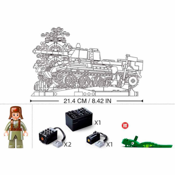 Constructor cu telecomandă Sluban T34S Tank Khaki Numărul de piese 873, 12+ photo 6
