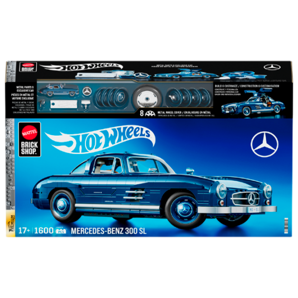 Constructor Hot Wheels Mercedes-Benz 300 SL Blue Numărul de piese 1600, 12+