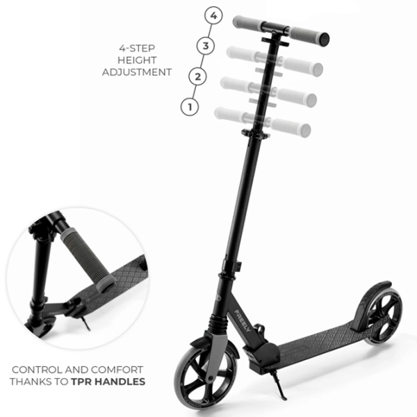Детский двухколёсный самокат KinderKraft FREELY (KRFREE00BLK0000) Черный 5 лет, 100 кг, Полиуретановые photo 4
