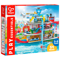 Set jucării Hape Play Essentials Complexul feroviar Mega-City E3768 Red Pentru copii, 3+