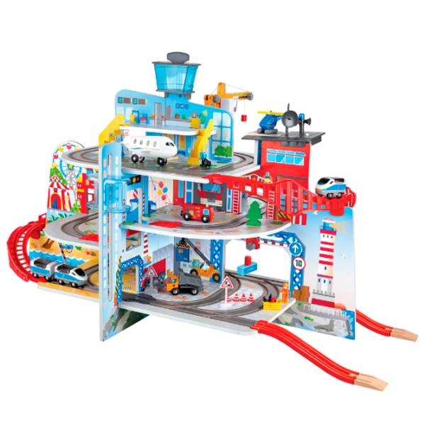Set jucării Hape Play Essentials Complexul feroviar Mega-City E3768 Red Pentru copii, 3+ photo 3
