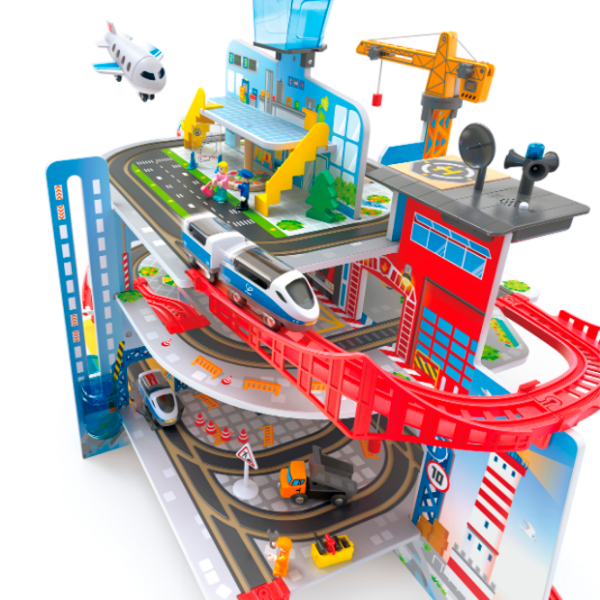 Set jucării Hape Play Essentials Complexul feroviar Mega-City E3768 Red Pentru copii, 3+ photo 5