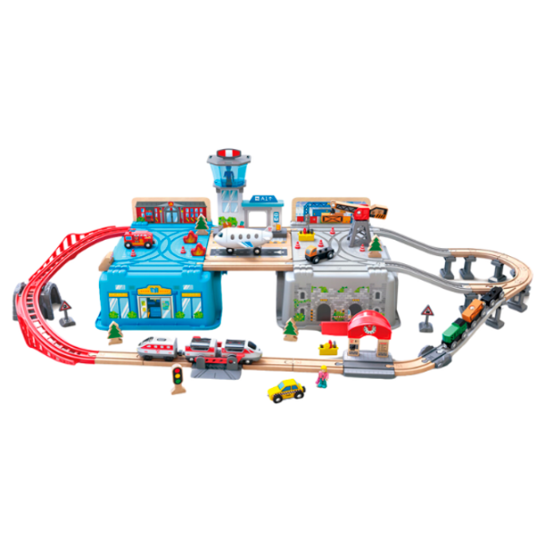 Игровой набор Hape Play Essentials Городской Транспорт в Ведёрке E3773 Синий Для мальчиков, 3+ photo 2