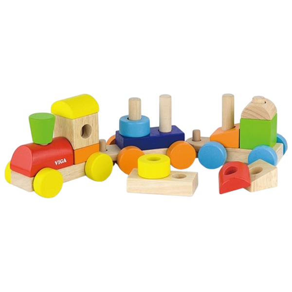 Joc educativ VIGA Stacking Train 51610 Multicolor 1+