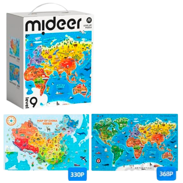 Puzzle Mideer Harta Chinei și Harta Lumii (MD1519) Numărul de piese: 698, Vârsta recomandată: 8+ photo 1