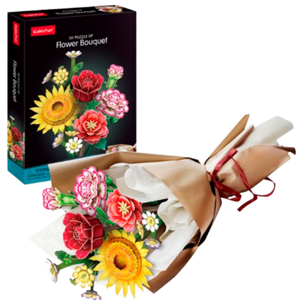 Puzzle 3D CubicFun Buchet de flori (P867h) Numărul de piese: 285, Vârsta recomandată: 6+ photo 1