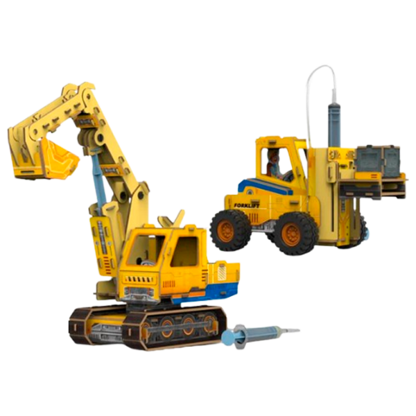 Puzzle 3D CubicFun Excavator și Stivuitor (DS1131h) Numărul de piese: , Vârsta recomandată: 6+ photo 1