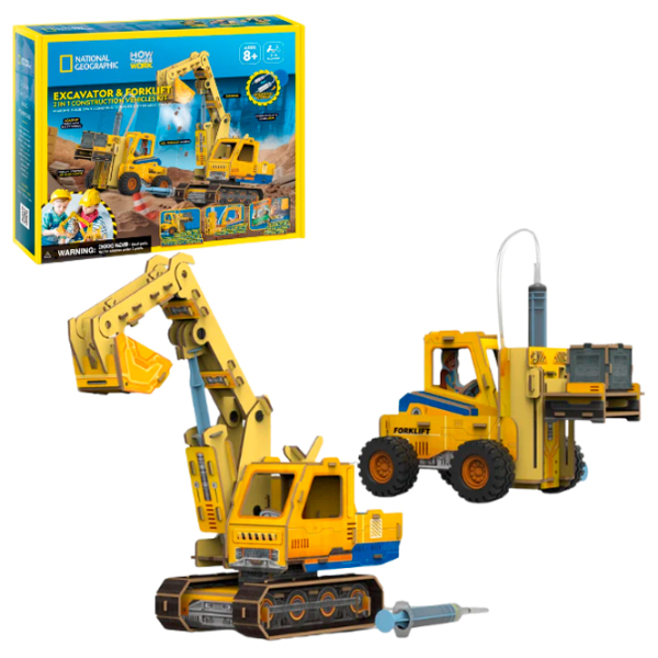 Puzzle 3D CubicFun Excavator și Stivuitor (DS1131h) Numărul de piese: , Vârsta recomandată: 6+ photo 2
