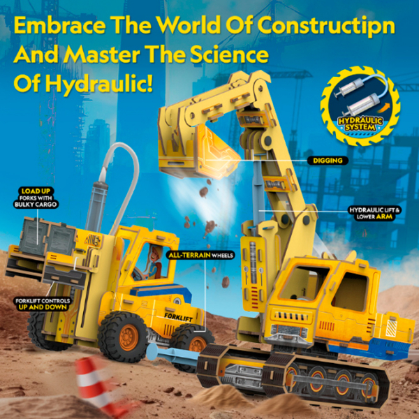 Puzzle 3D CubicFun Excavator și Stivuitor (DS1131h) Numărul de piese: , Vârsta recomandată: 6+ photo 4