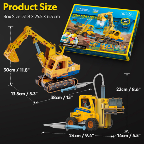 Puzzle 3D CubicFun Excavator și Stivuitor (DS1131h) Numărul de piese: , Vârsta recomandată: 6+ photo 5