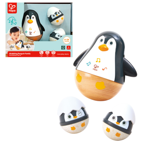 Jucărie muzicală Hape The penguin family E0136 White 0.6+