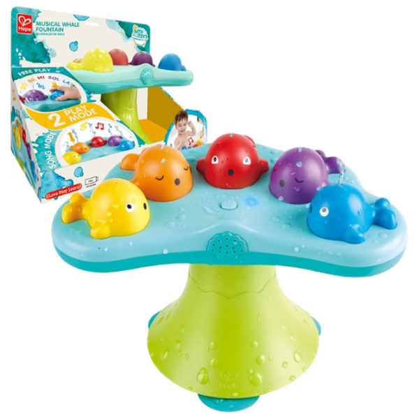 Jucărie muzicală Hape Bath Toys Singing Fountain Whale E0218 Blue 1.5+