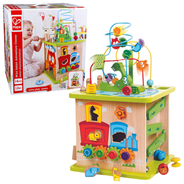 Joc educativ Hape Montessori Safari Activity Cube E8341 Green 1.5+
