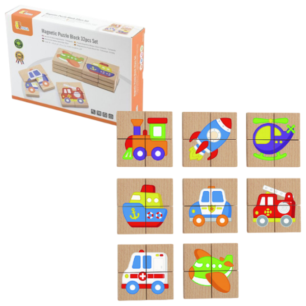 Joc educativ VIGA Magnetic Blocks 50723 Multicolor 3+