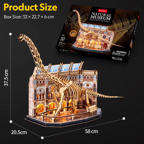 Puzzle 3D CubicFun Brachiosaurus (L544h) Numărul de piese: 216, Vârsta recomandată: 6+ photo 5