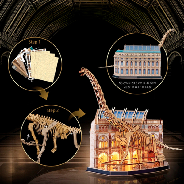 Puzzle 3D CubicFun Brachiosaurus (L544h) Numărul de piese: 216, Vârsta recomandată: 6+ photo 6