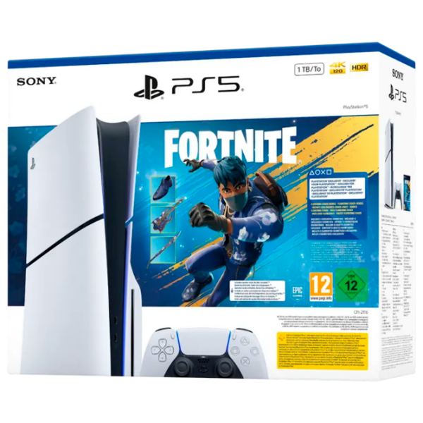 Игровая приставка Sony PlayStation 5 Slim Disc Fortnite Flowering Chaos Bundel Белый SSD 1 ТБ, RAM 16 ГБ photo 2