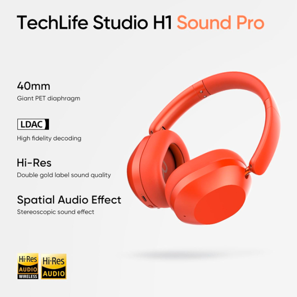 Căști Realme Techlife Studio H1 Red Fără fir / Personal / On the ear photo 3