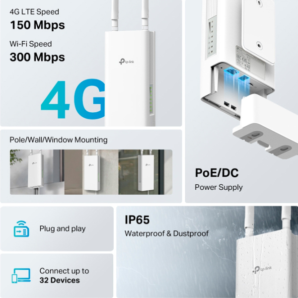 Router exterior TP-Link TL-MR100-Outdoor White Versiune Wi-Fi: 802.11 b/g/n photo 5