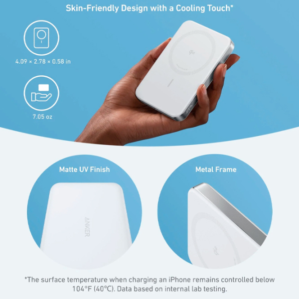 Power Bank 10000 мАч Anker MagGo Slim (15 Вт) Белый  photo 3