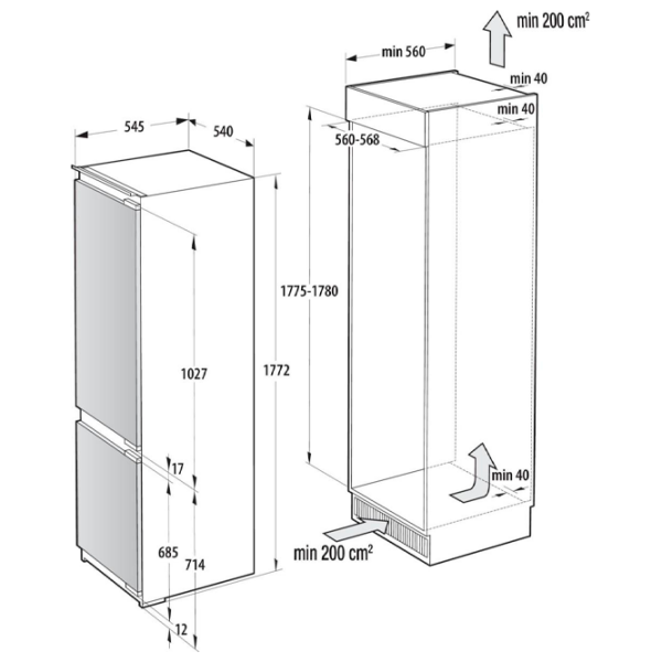 Frigider încorporabil Hisense RB3B250SAWE White 176l / No Frost, 76l / No Frost, E photo 10