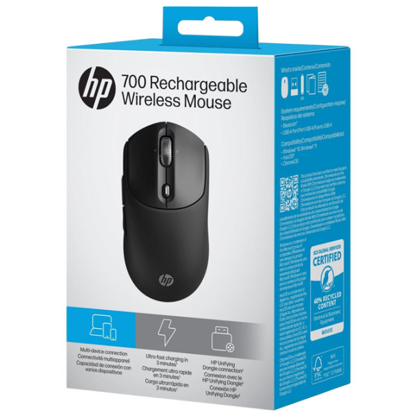 Мышь HP 700 Rechargeable Черный Беспроводные, 6000 dpi photo 6