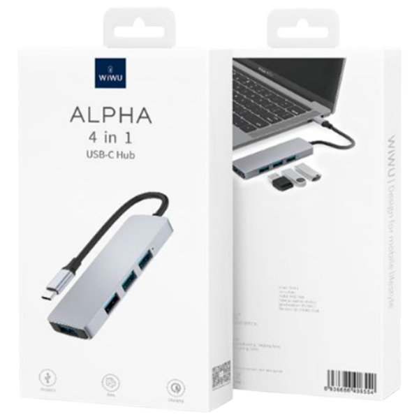 Адаптер Hub WIWU Alpha 440 Pro Серебряный USB Type-C photo 2