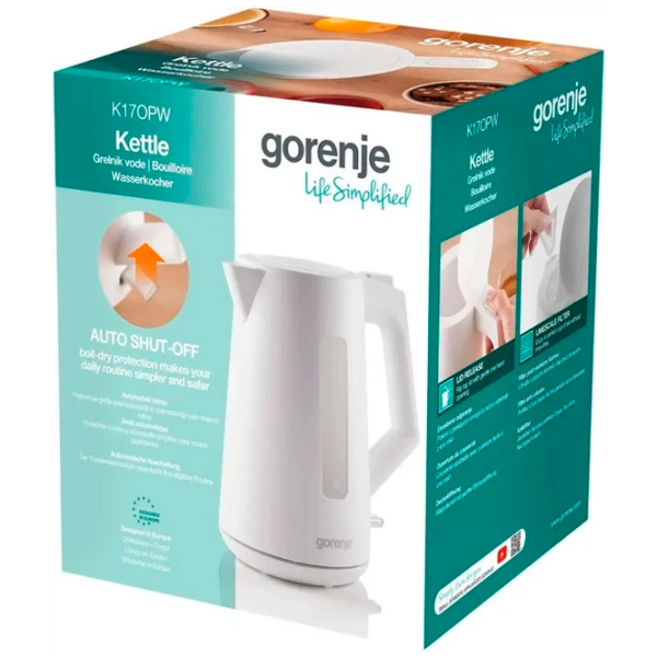 Ceainic electric Gorenje K17OPW White 2200 W, 1.7l, Material interior: Plastic photo 5