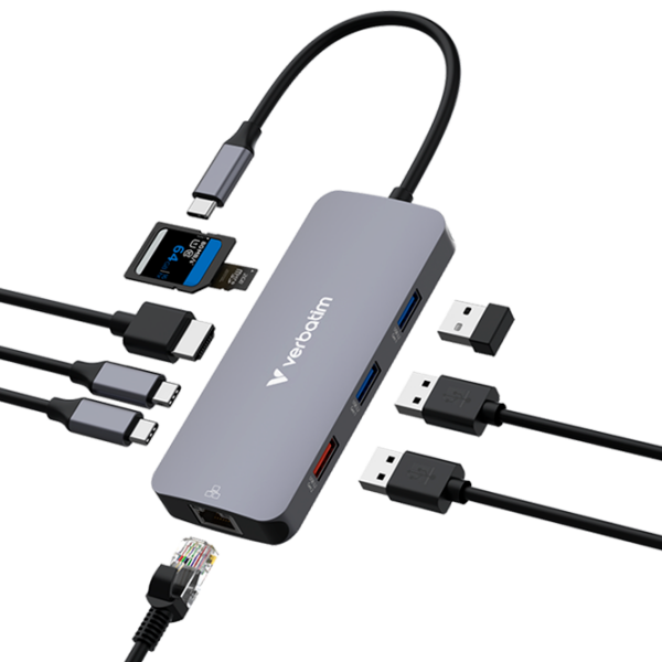 Адаптер Hub Verbatim CMH-09 Серебряный USB Type-C photo 2
