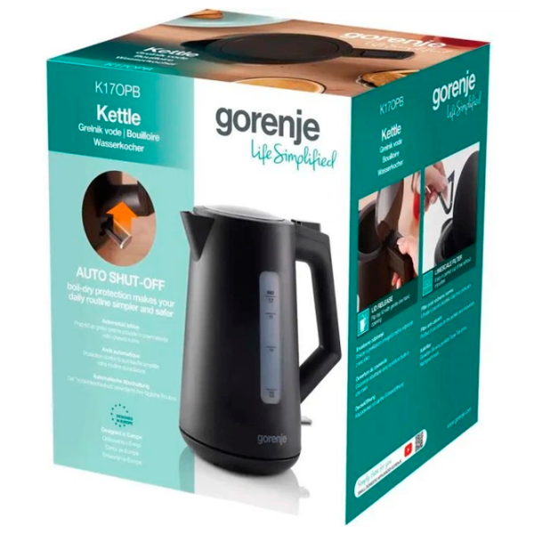 Электрочайник Gorenje K17OPB Черный 2200 Вт, 1.7л, Внутреннее покрытие: Пластик photo 4