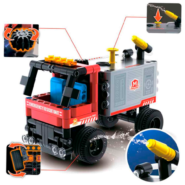 Конструктор XTech Bricks Mini Fire Truck With Water Spraying Красный Количество деталей 163, 8+ photo 3