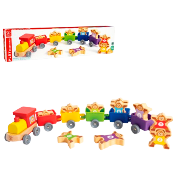 Jucărie interactivă Hape Trenul cu numere și maimuțe E1075 Multicolor Pentru copii, 1+ photo 1