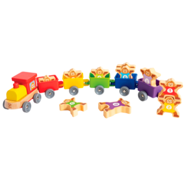 Jucărie interactivă Hape Trenul cu numere și maimuțe E1075 Multicolor Pentru copii, 1+ photo 2