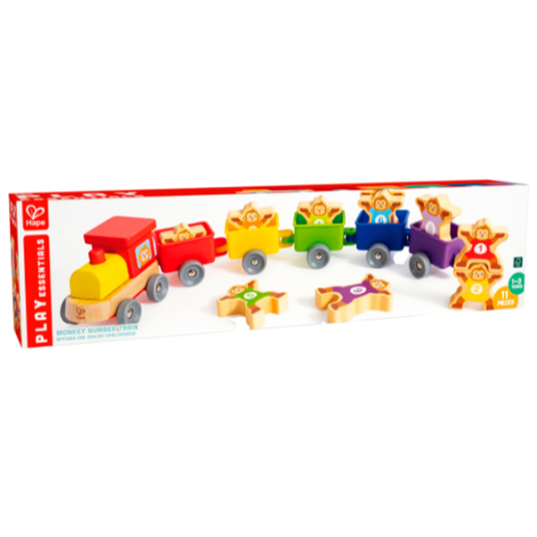 Jucărie interactivă Hape Trenul cu numere și maimuțe E1075 Multicolor Pentru copii, 1+ photo 3
