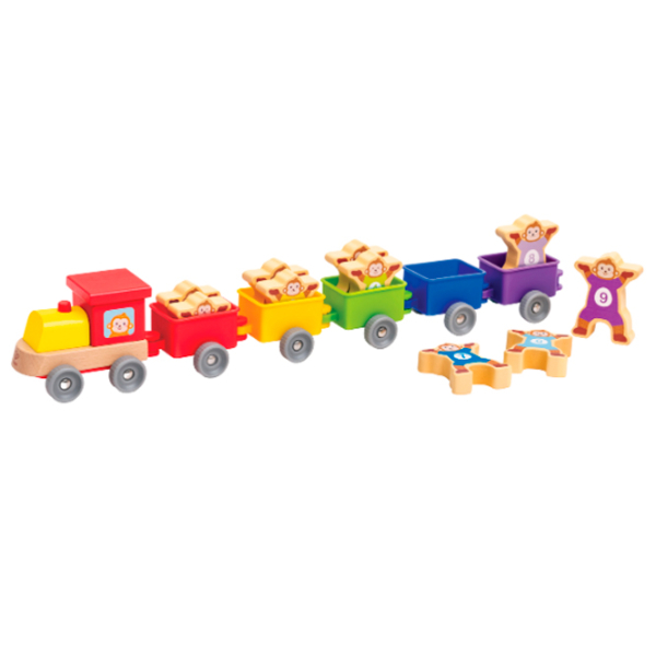 Jucărie interactivă Hape Trenul cu numere și maimuțe E1075 Multicolor Pentru copii, 1+ photo 4
