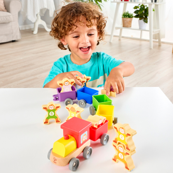 Jucărie interactivă Hape Trenul cu numere și maimuțe E1075 Multicolor Pentru copii, 1+ photo 8