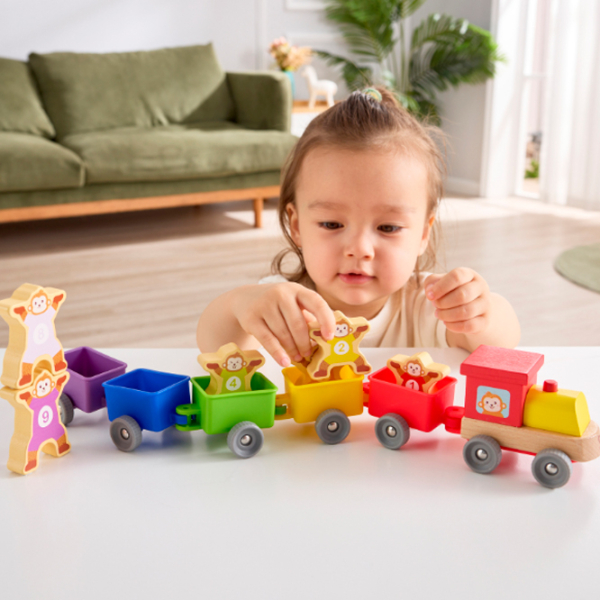 Jucărie interactivă Hape Trenul cu numere și maimuțe E1075 Multicolor Pentru copii, 1+ photo 9
