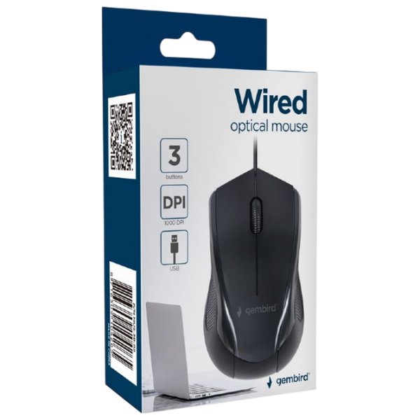 Mouse Gembird MUS-3B-02 Black Cu fir, 1000 dpi photo 3
